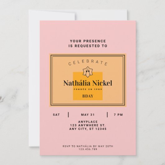 Einladung von Champagner Toast (Vorderseite)