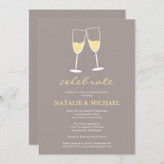 Einladung von Champagner Toast (Vorne/Hinten)