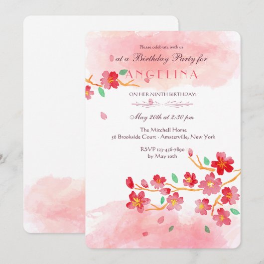 Einladung von Cherry Blossoms (Vorne/Hinten)