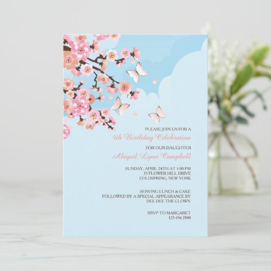 Einladung von Cherry Blossoms (Stehend Vorderseite)