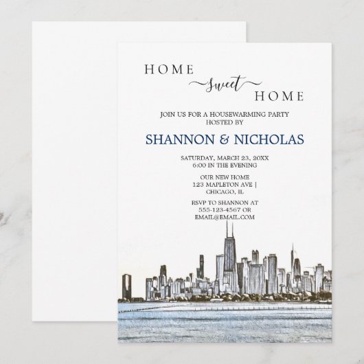 Einladung von Chicago Skyline Housewarming (Vorne/Hinten)