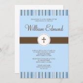 Einladung von Christening Blue Stripe - Junge (Vorne/Hinten)