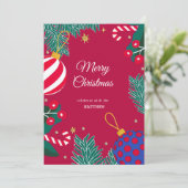 Einladung von Christmas Red Berry Wreath (Stehend Vorderseite)