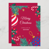 Einladung von Christmas Red Berry Wreath (Vorne/Hinten)