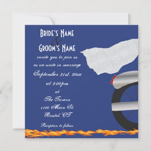 Einladung von Chrome und Lace Biker Hochzeit (Vorderseite)