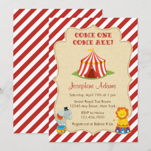 Einladung von Circus Animal Baby Shower
