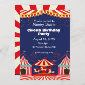 Einladung von Circus Birthday (Vorne/Hinten)