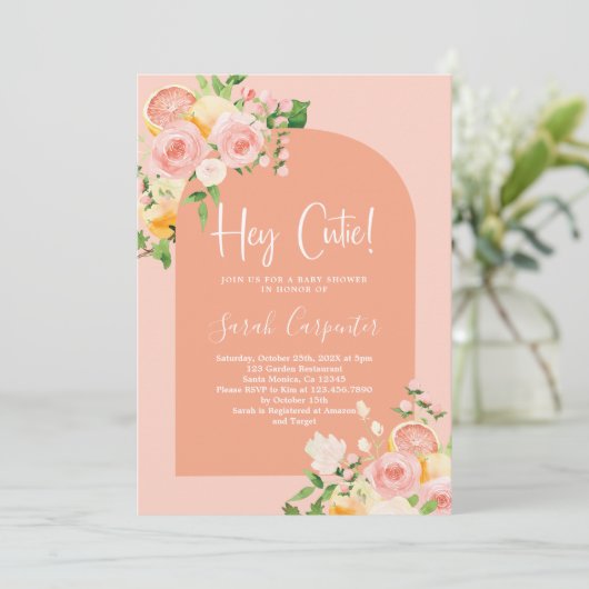 Einladung von Citrus Baby Shower Girl (Stehend Vorderseite)