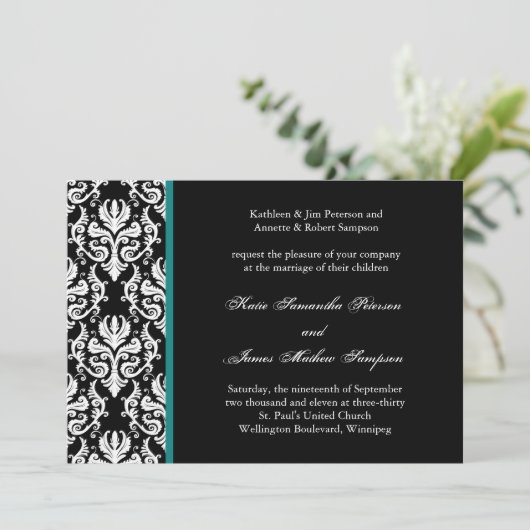 Einladung von Classy Damask (Stehend Vorderseite)