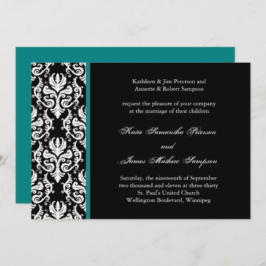 Einladung von Classy Damask (Vorne/Hinten)