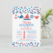 Einladung von Confetti Nautical Boys Babydusche (Stehend Vorderseite)