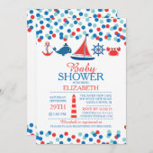 Einladung von Confetti Nautical Boys Babydusche (Vorne/Hinten)