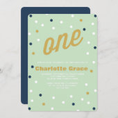 Einladung von Confetti zum ersten Geburtstag (Vorne/Hinten)