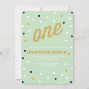 Einladung von Confetti zum ersten Geburtstag