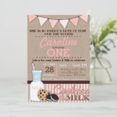 Einladung von Cookies und Milch zum Geburtstag (Stehend Vorderseite)