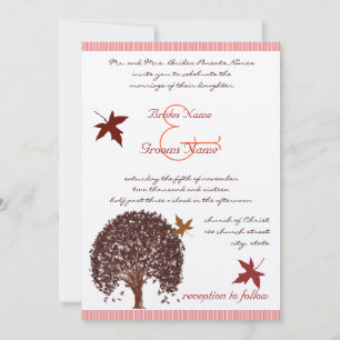 Einladung von Coral Burgundy Red Tree Wedding