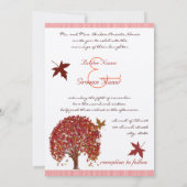 Einladung von Coral Burgundy Red Tree Wedding (Rückseite)