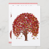 Einladung von Coral Burgundy Red Tree Wedding (Vorne/Hinten)