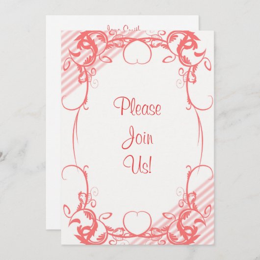 Einladung von Coral Extravagant Hochzeit (Vorne/Hinten)