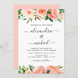 Einladung von Coral Peach floral Wedding