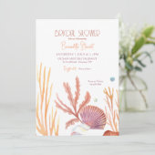 Einladung von Coral Seashells (Stehend Vorderseite)