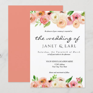 Einladung von Coral Spring Floral Wedding Leaf