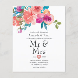 Einladung von Coral und Fandango Floral Wedding Flyer