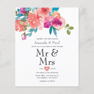 Einladung von Coral und Fandango Floral Wedding Flyer