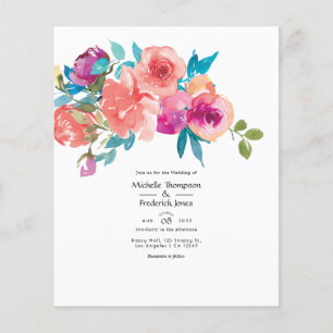 Einladung von Coral und Fandango Floral Wedding Flyer