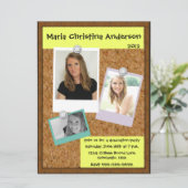 Einladung von Cork Board Abschluss (Stehend Vorderseite)