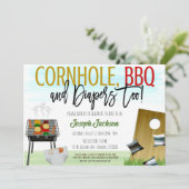 Einladung von Cornhole und GRILLEN Babydusche (Stehend Vorderseite)