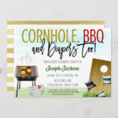 Einladung von Cornhole und GRILLEN Babydusche (Vorne/Hinten)