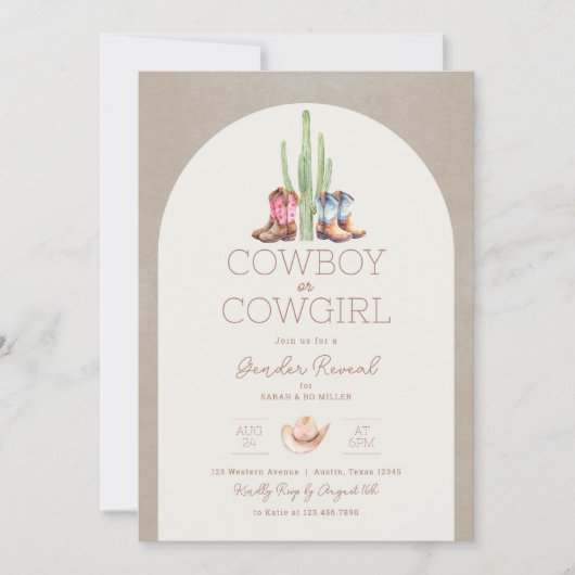 Einladung von Cowboy oder Cowgirl Gender (Vorderseite)