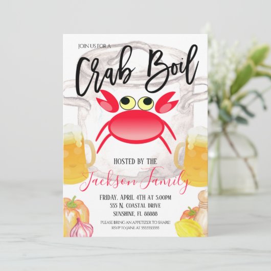 Einladung von Crab Boil (Stehend Vorderseite)