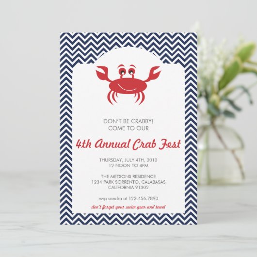 Einladung von Crab Boil Summer GRILLEN (Stehend Vorderseite)