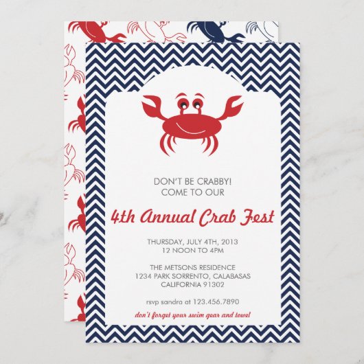 Einladung von Crab Boil Summer GRILLEN (Vorne/Hinten)