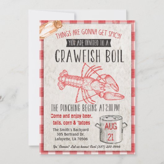 Einladung von Crawfish Boil (Vorderseite)