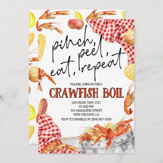 Einladung von Crawfish Boil (Vorne/Hinten)