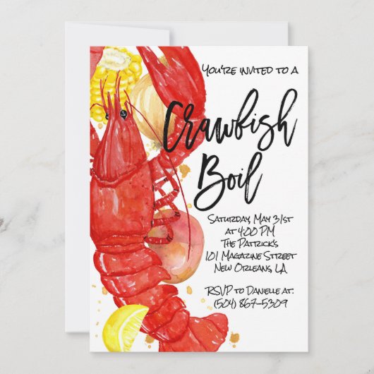 Einladung von Crawfish Boil (Vorderseite)
