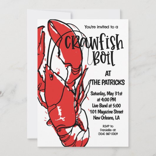 Einladung von Crawfish Boil (Vorderseite)