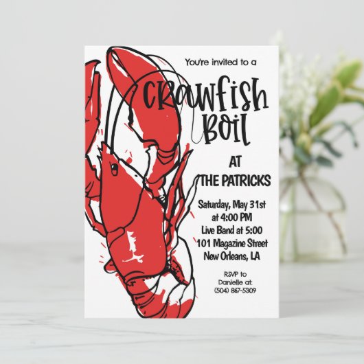 Einladung von Crawfish Boil (Stehend Vorderseite)