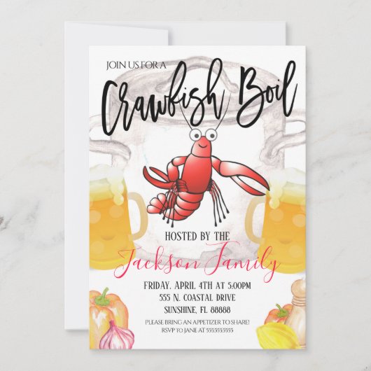Einladung von Crawfish Boil (Vorderseite)