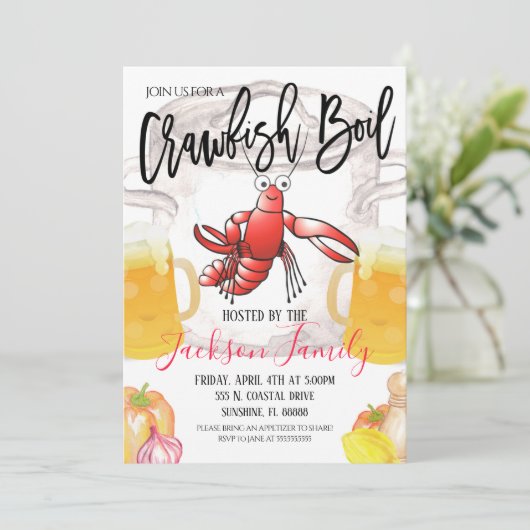 Einladung von Crawfish Boil (Stehend Vorderseite)