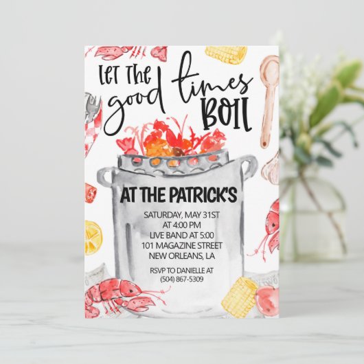 Einladung von Crawfish Boil (Stehend Vorderseite)