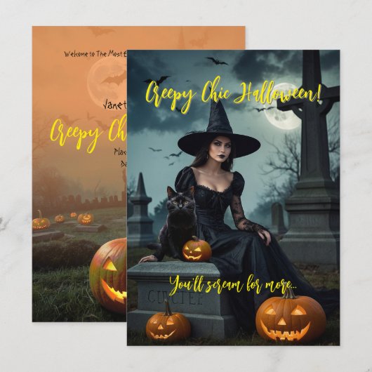 Einladung von Creepy Chic Halloween (Vorne/Hinten)