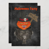 Einladung von Creepy Pumpkin Face Halloween (Vorne/Hinten)