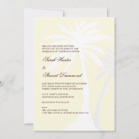 Einladung von Creme Palm Tree (Vorderseite)