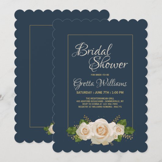 Einladung von Creme Rose (Vorne/Hinten)