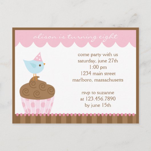 Einladung von Cupcake Geburtstagsparty (Vorderseite)