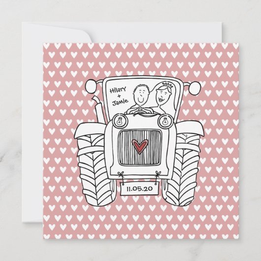 Einladung von Custom Country Wedding Traktor (Vorderseite)